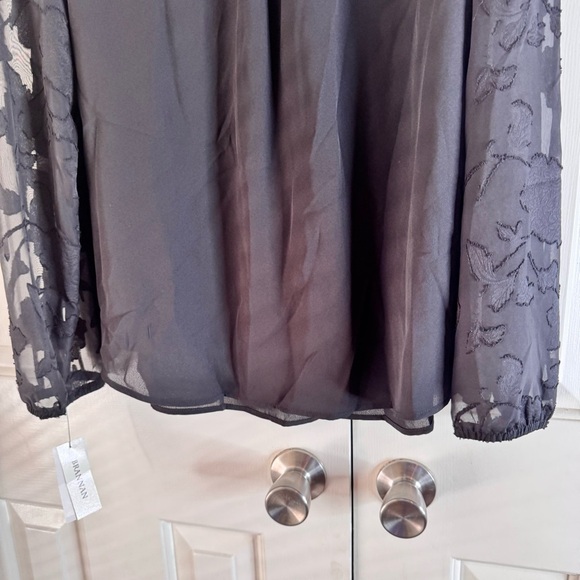 NWT Brannon Women’s Black Long Sleeve Sheer Chiffon Blouse Size XXL - Picture 11 of 11